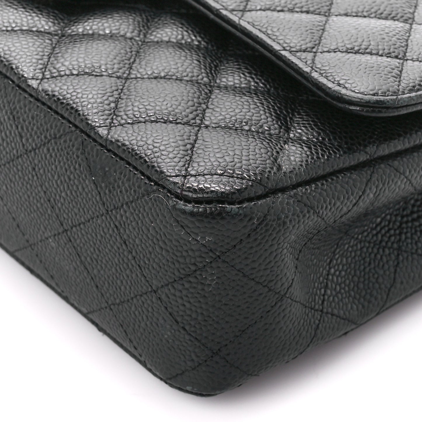 Caviar Quilted Medium Double Flap Black