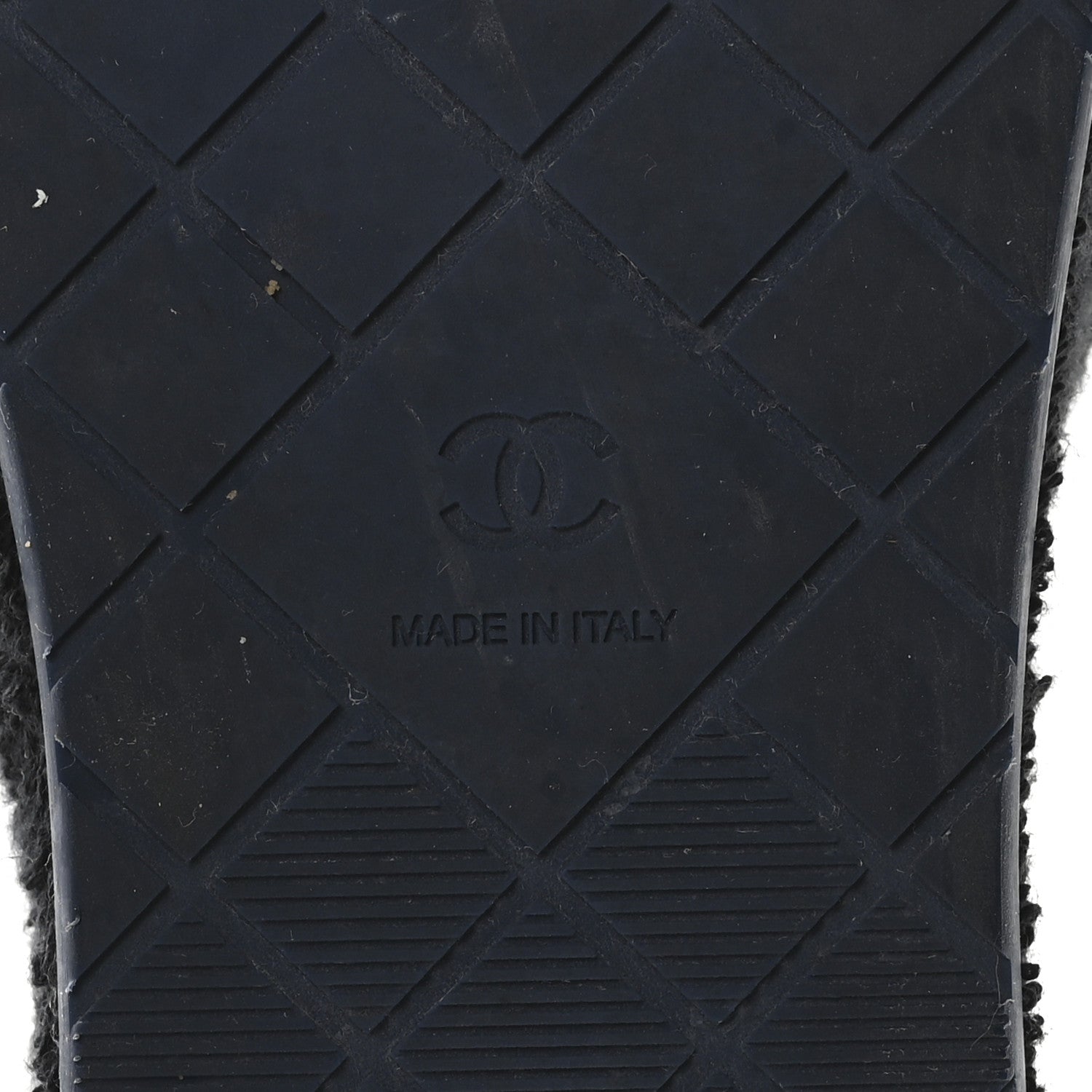 Chanel Terry CC Flat Mules Sandals 41 Black Navy 7 of 9