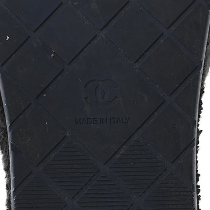 Chanel Terry CC Flat Mules Sandals 41 Black Navy 7 of 9