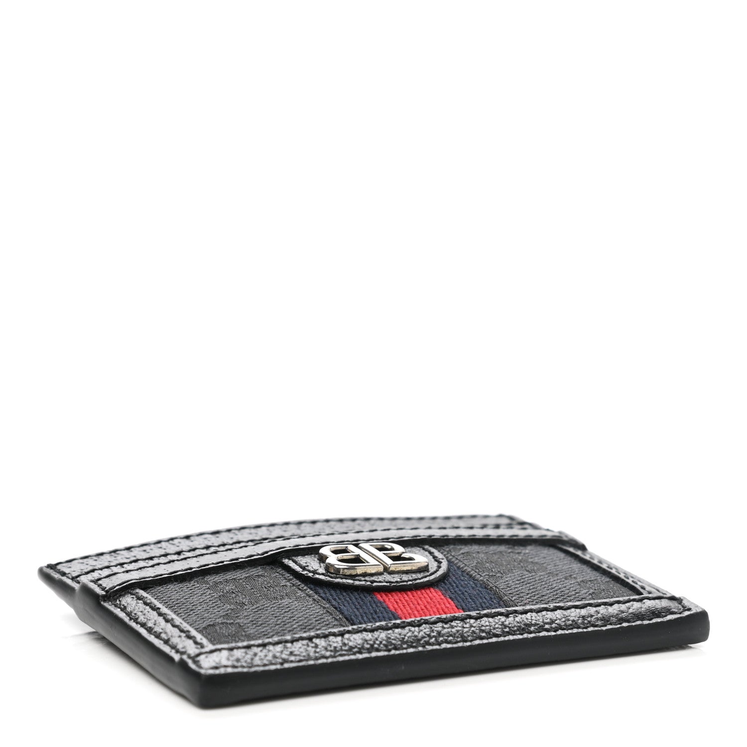 Gucci X BALENCIAGA BB Monogram Web Ophidia Card Holder Black 4 of 7