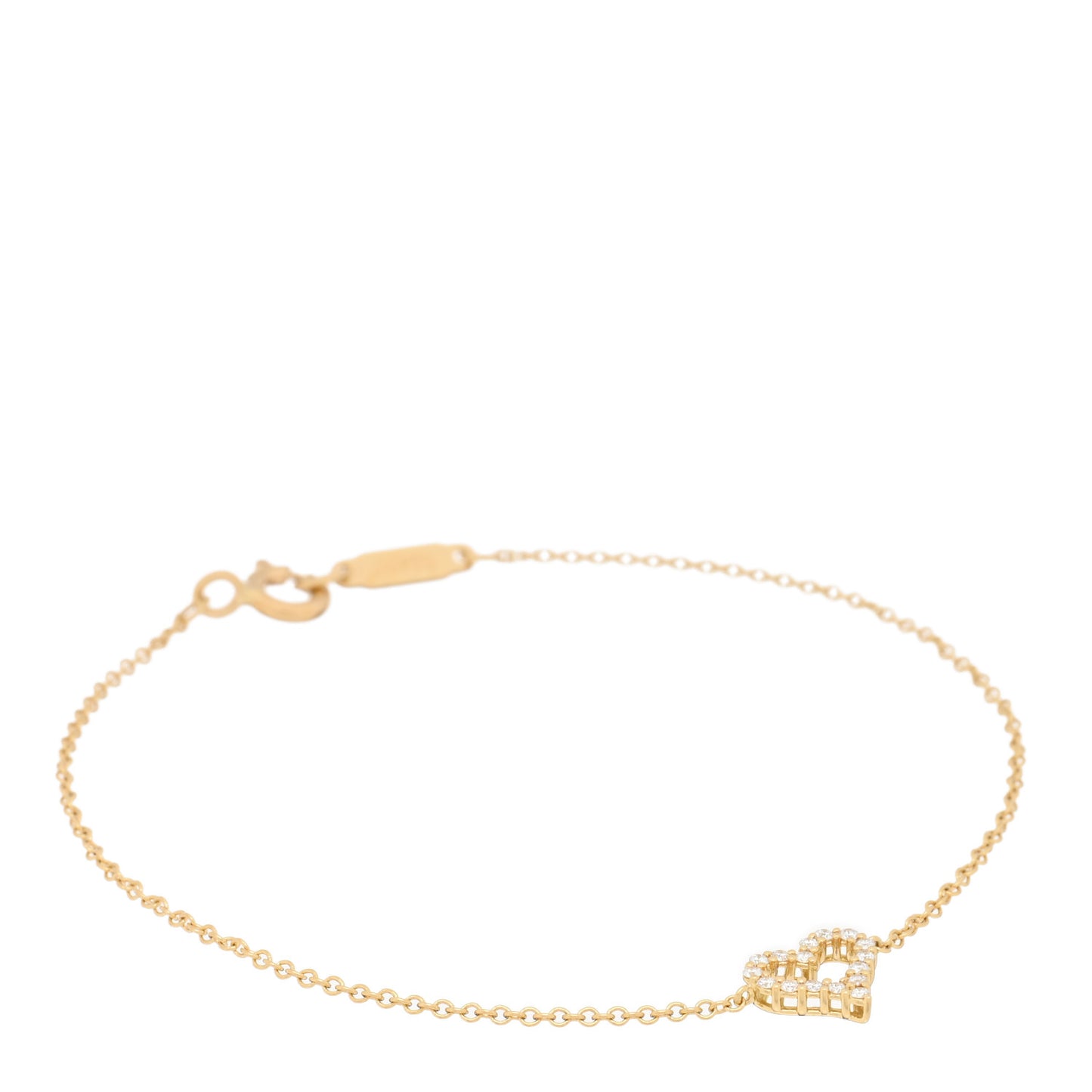 18K Yellow Gold Diamond Heart Station Bracelet