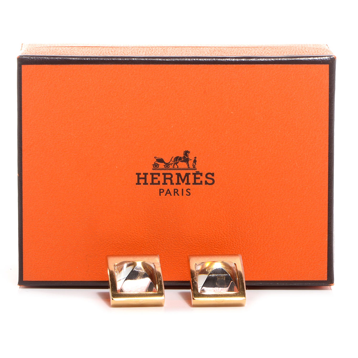 Hermes Gold Plated Saint Louis Crystal Circe Earrings 6 of 6