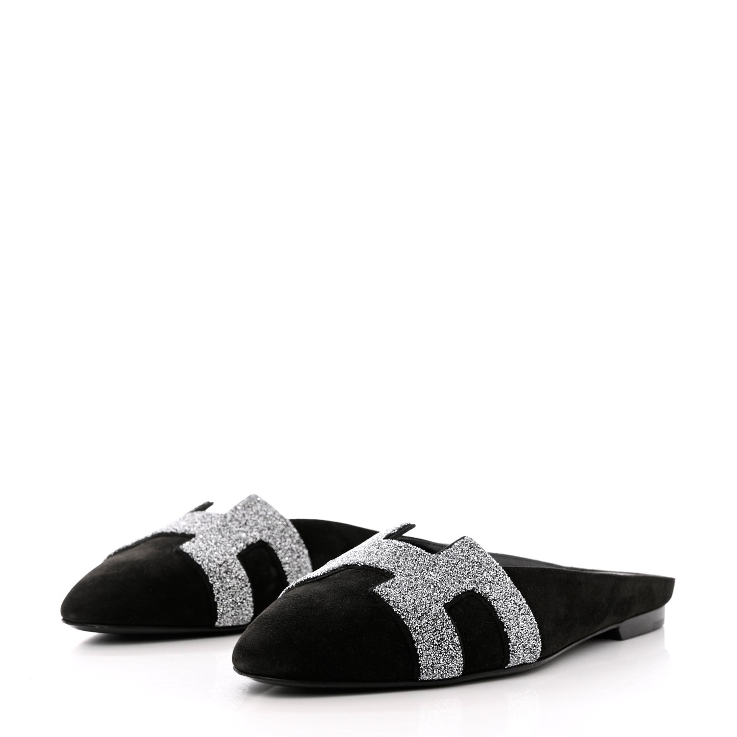 Satin Suede Goatskin Crystal Roxane Mules 37 Black