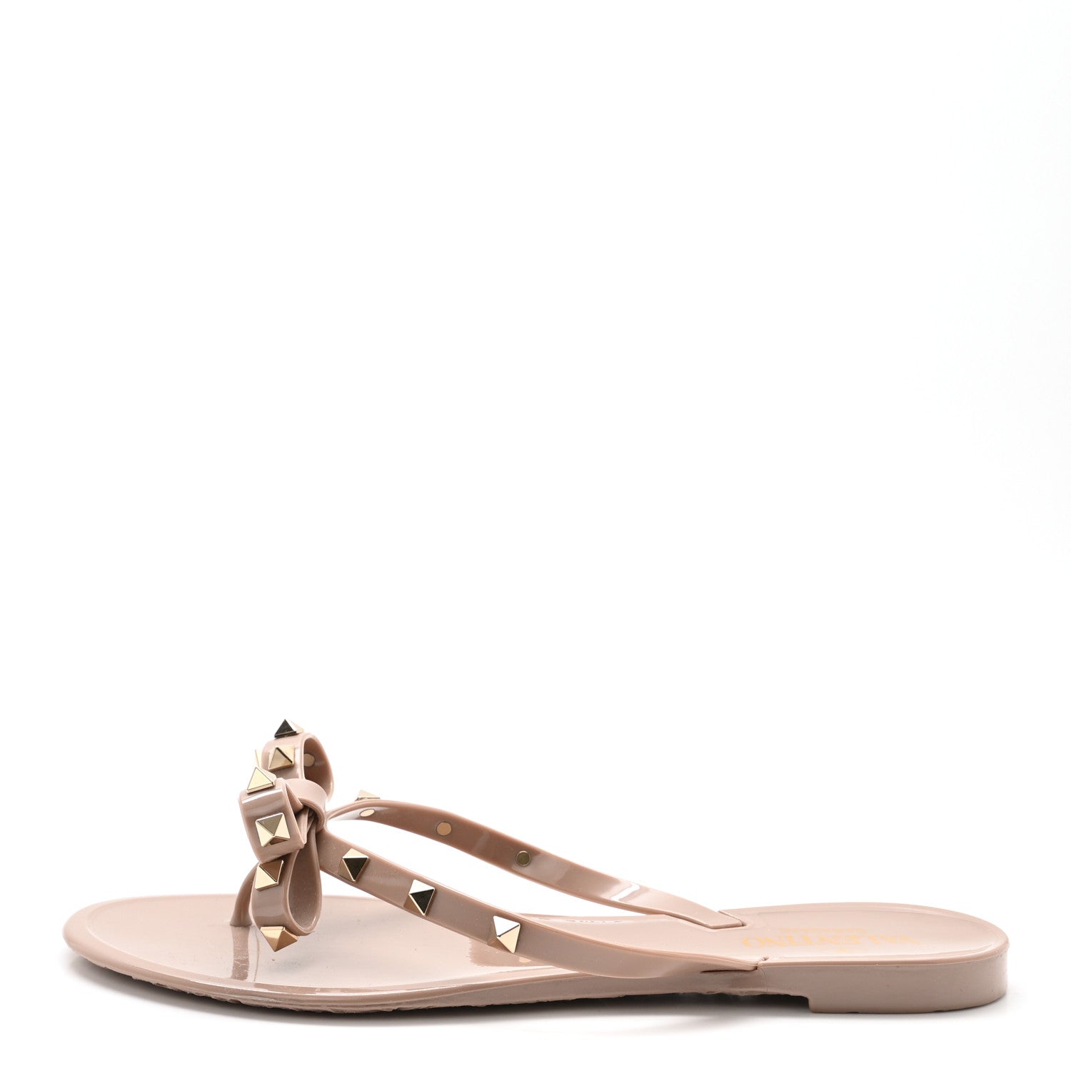 Valentino Garavani PVC Jelly Rockstud Bow Thong Sandals 41 Poudre 1 of 8