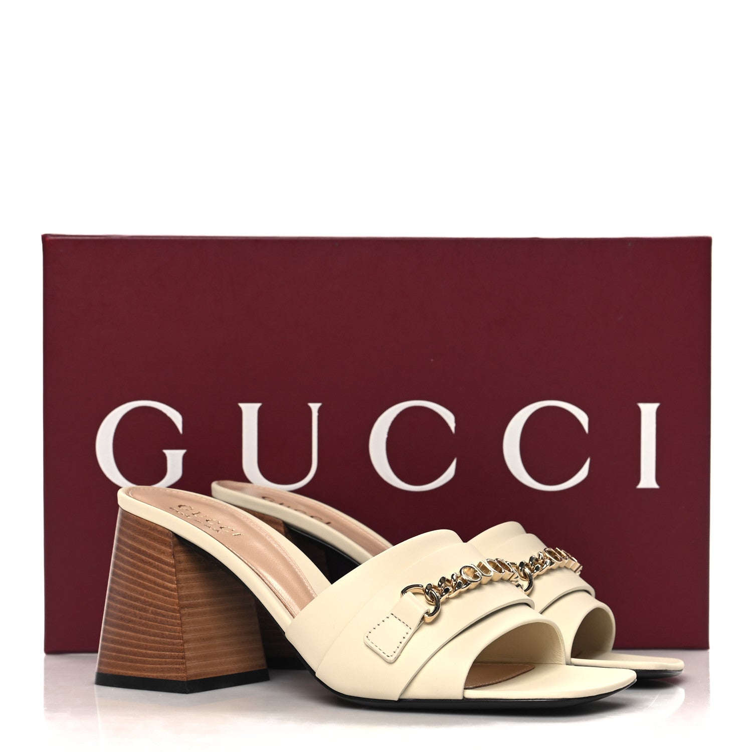 Gucci Calfskin Signoria Sandals 37 New Ivorie 10 of 10
