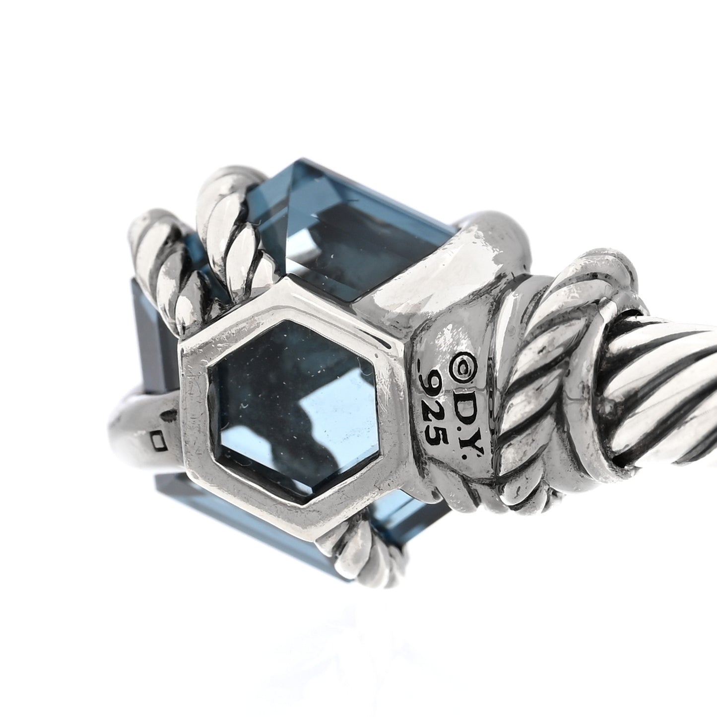 Sterling Silver Hampton Blue Topaz Diamond 4mm Cable Wrap Bracelet