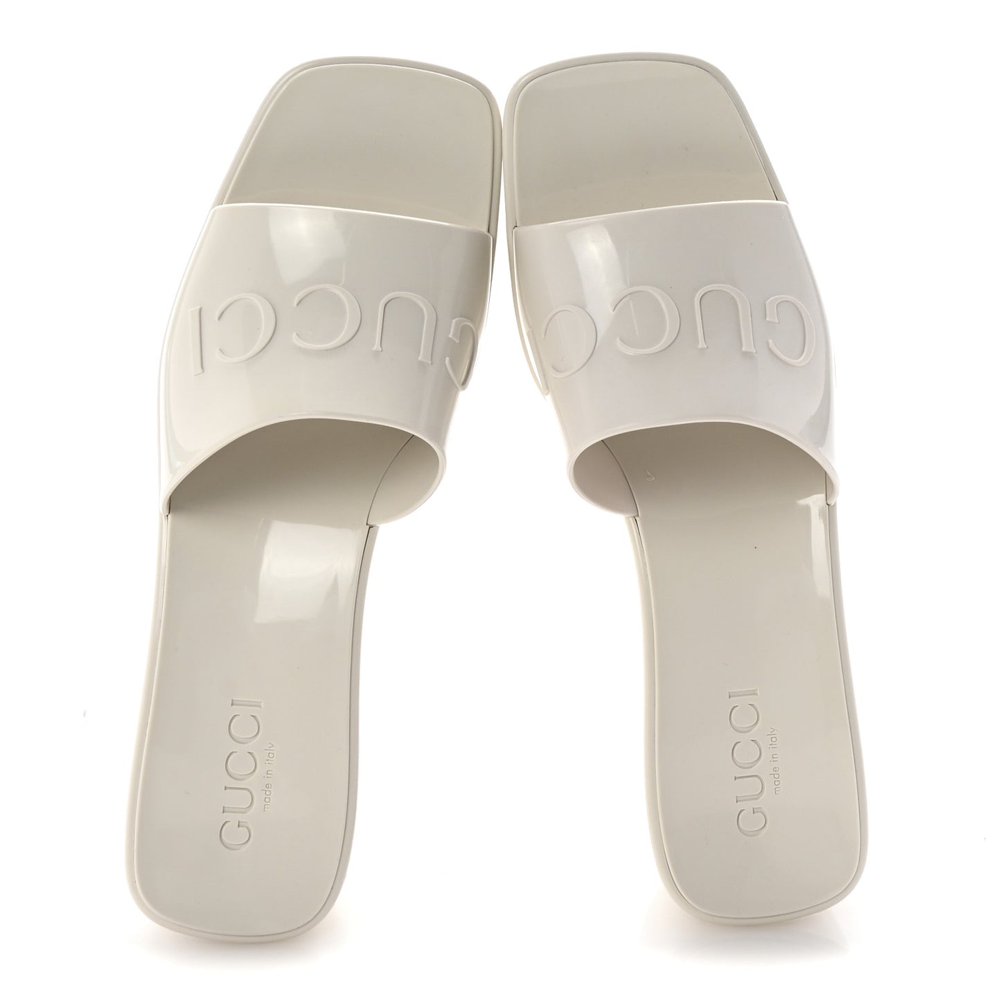 Rubber Gucci Logo Womens Platform 20/60mm Slide Sandals 39 Mystic White