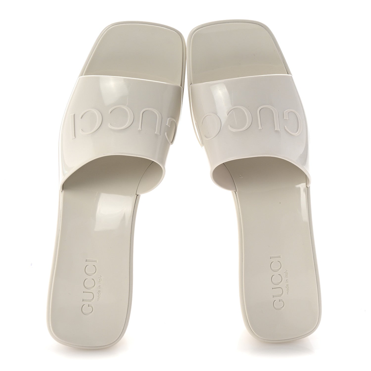 Gucci Rubber Gucci Logo Womens Platform 20/60mm Slide Sandals 39 Mystic White 2 of 10