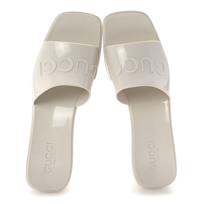 Gucci Rubber Gucci Logo Womens Platform 20/60mm Slide Sandals 39 Mystic White 2 of 10