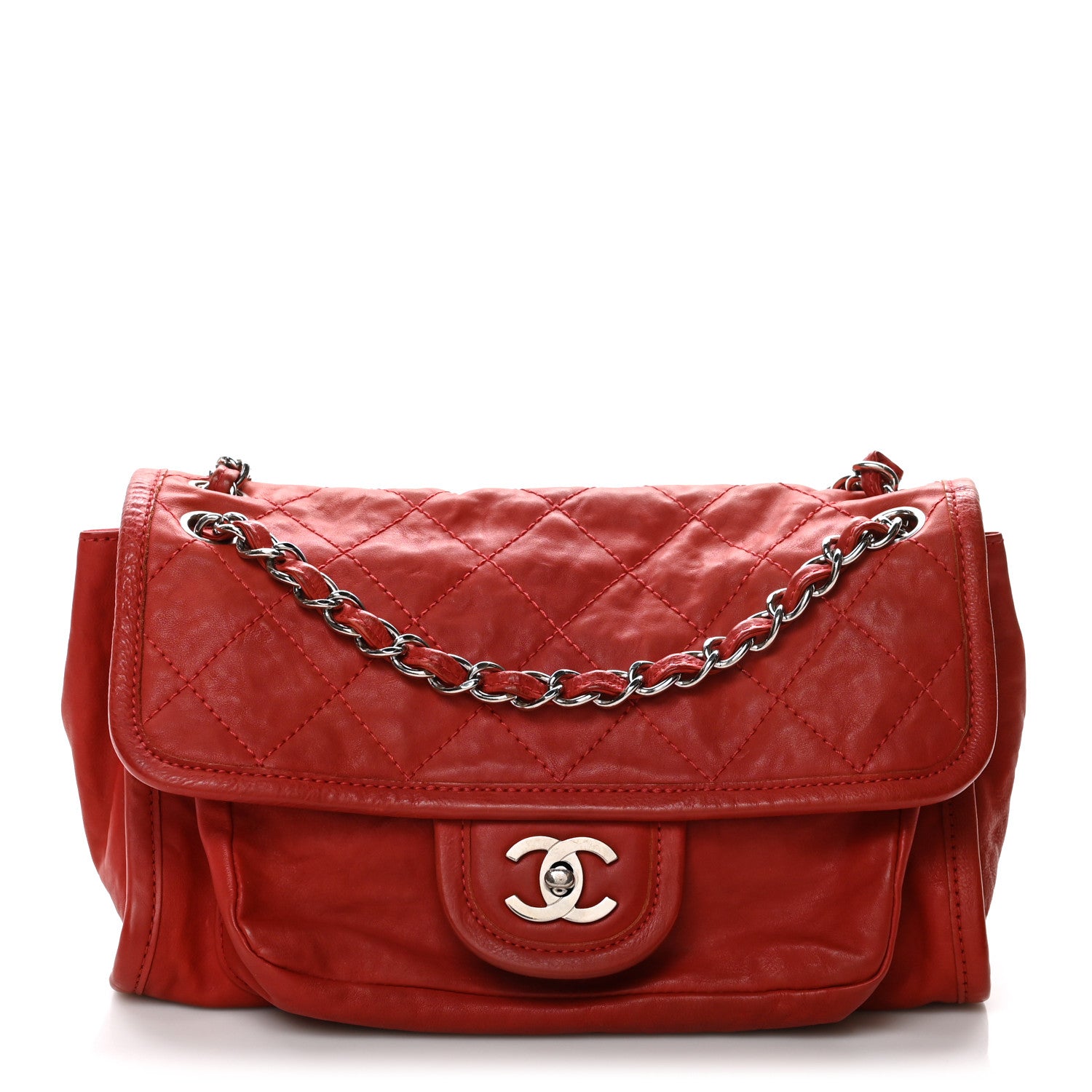 Chanel Ultra Soft Suede Calfskin Natural Beauty Flap Bag Red 1 of 11