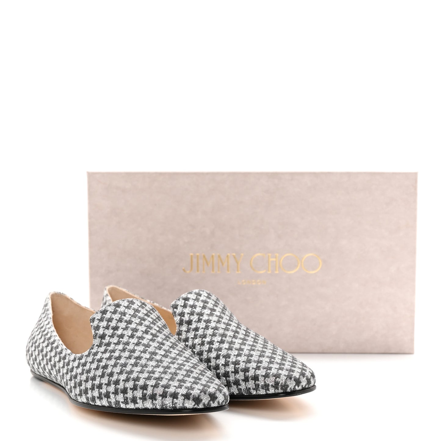 Glitter Houndstooth Wheel Weekend Slipper 38 Black Silver