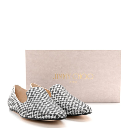 Jimmy Choo Glitter Houndstooth Wheel Weekend Slipper 38 Black Silver 13 of 13