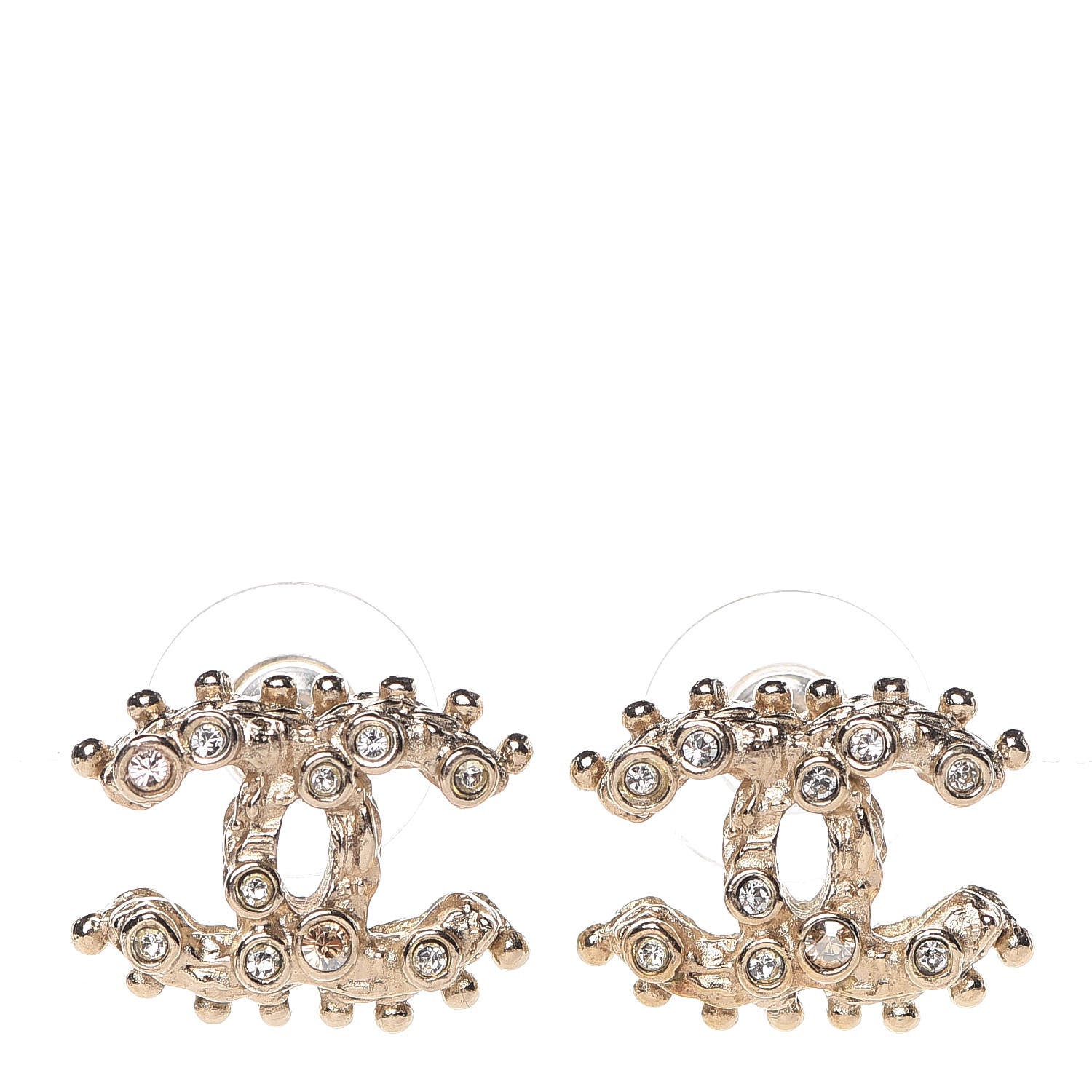 Chanel Crystal CC Earrings Gold 1 of 3
