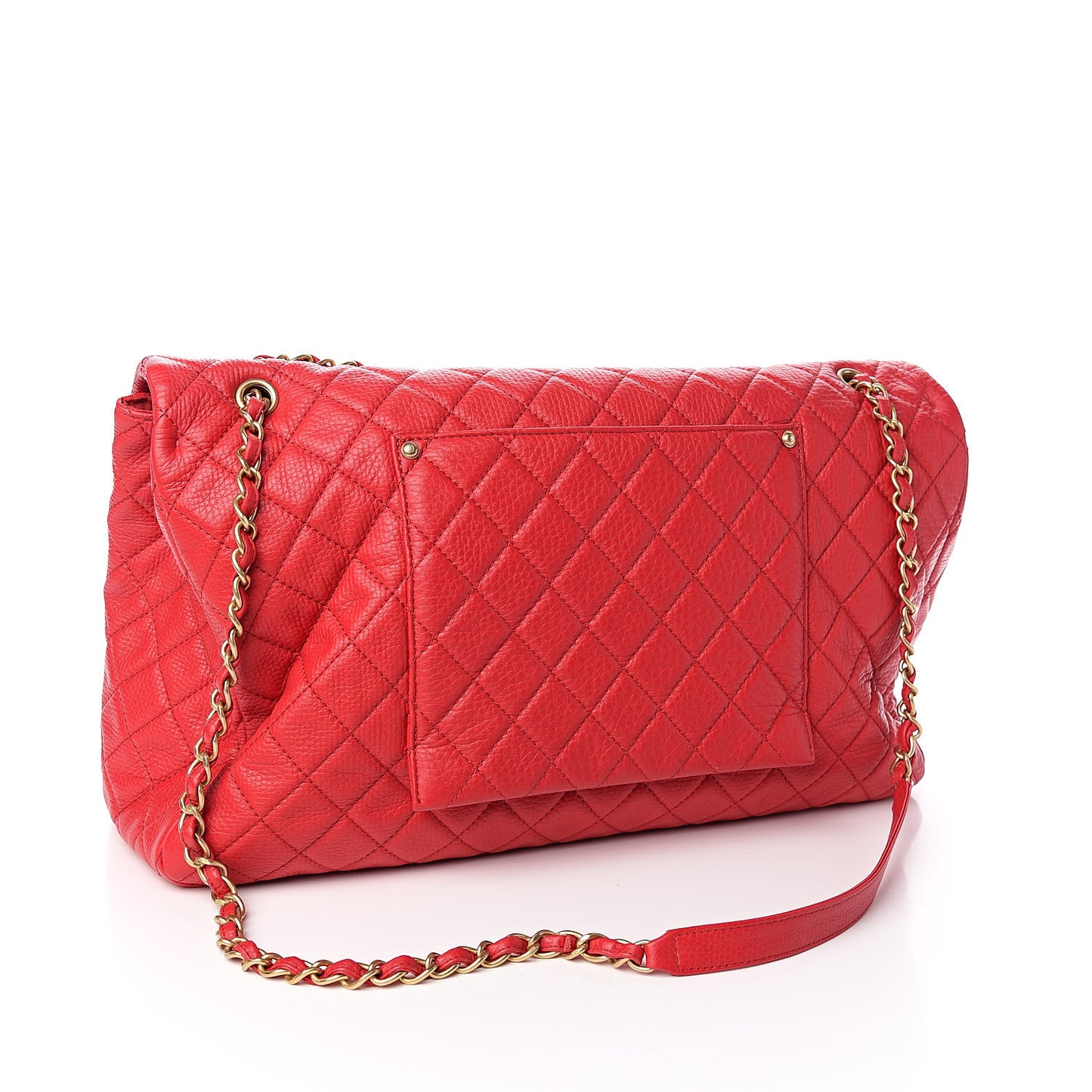 Calfskin Quilted Small XXL Travel Flap Bag Red