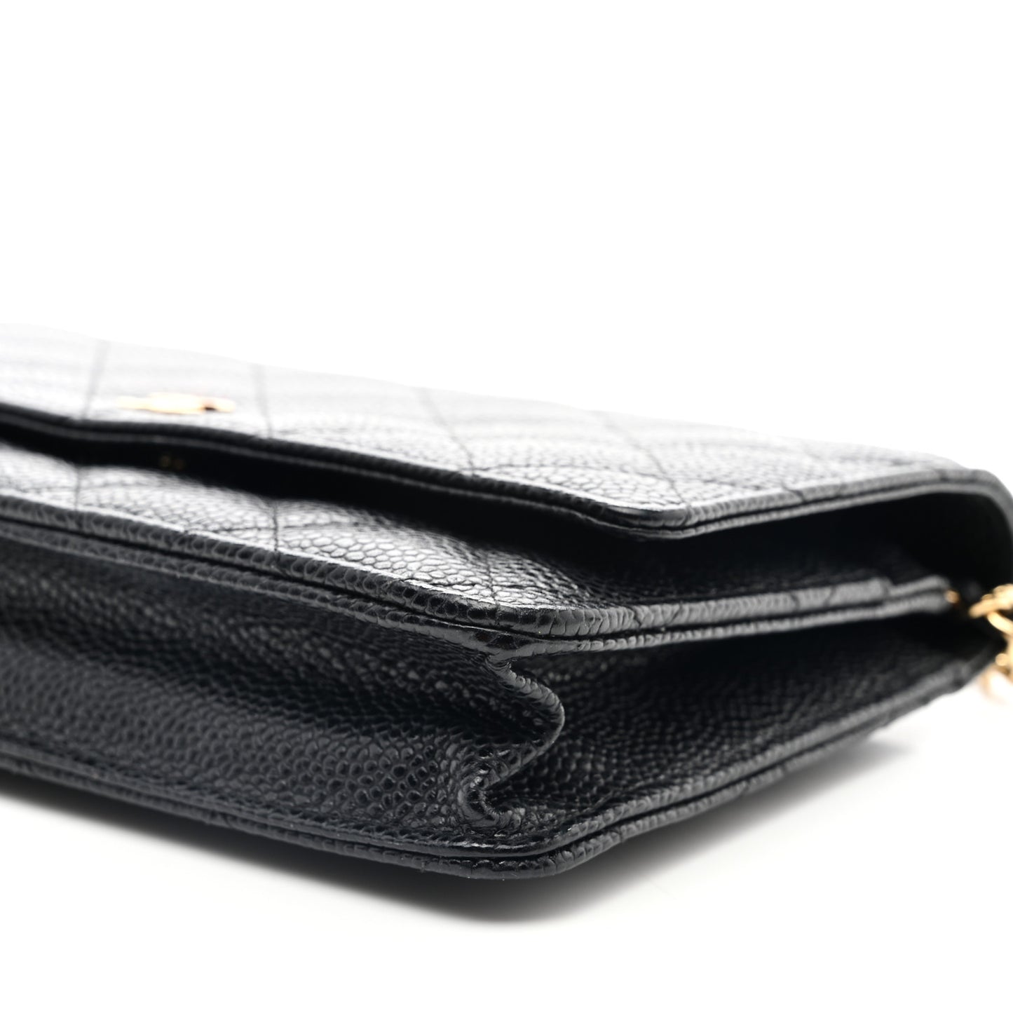 Caviar Quilted Wallet on Chain WOC Black
