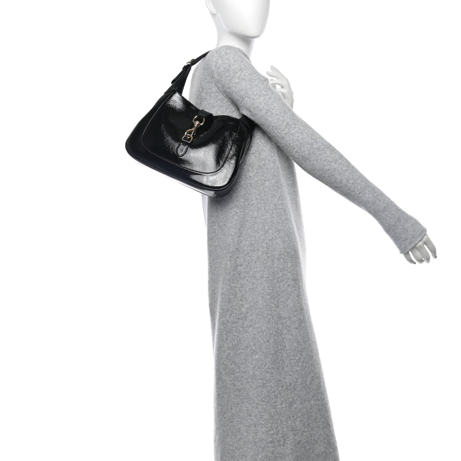 Gucci Patent Calfskin Small Jackie Shoulder Bag Black 2 of 10