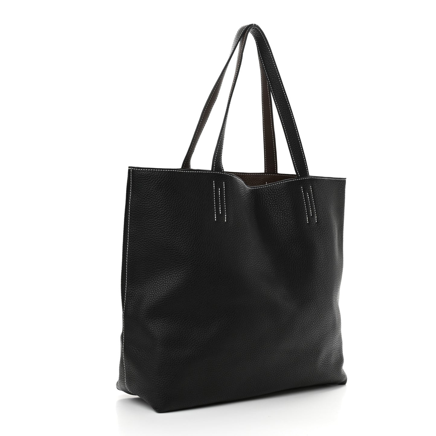 Taurillon Clemence Double Sens 45 Reversible Tote Black Havane