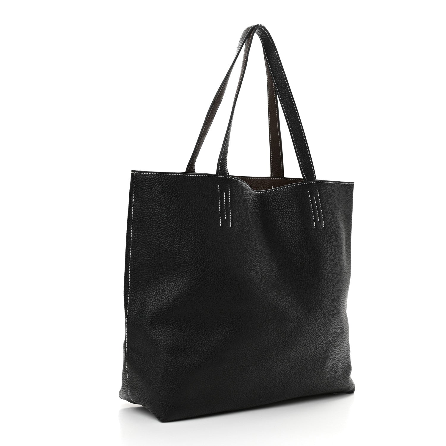 Hermes Taurillon Clemence Double Sens 45 Reversible Tote Black Havane 4 of 17