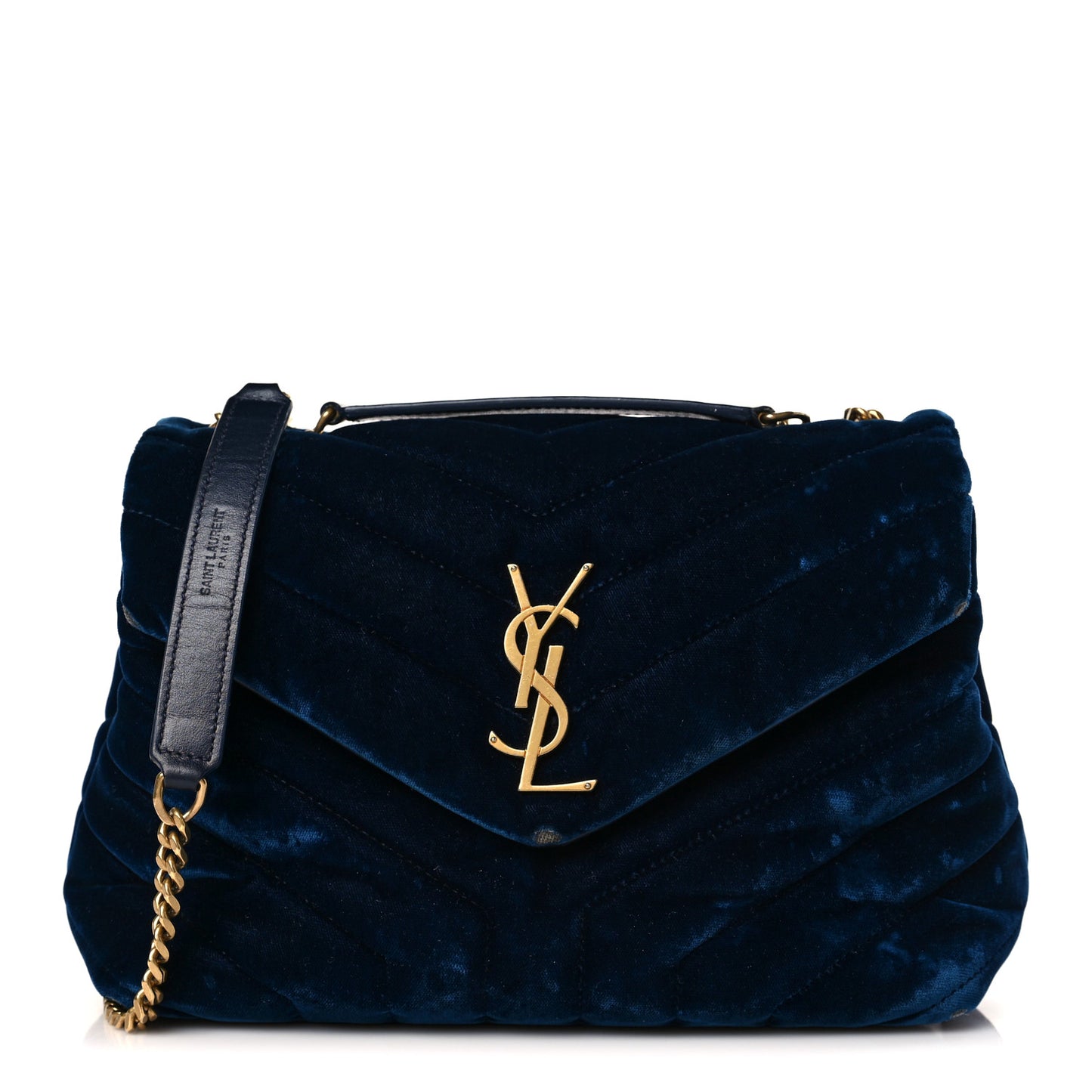 Velvet Y Quilted Monogram Small Loulou Chain Satchel Dark Ottanio