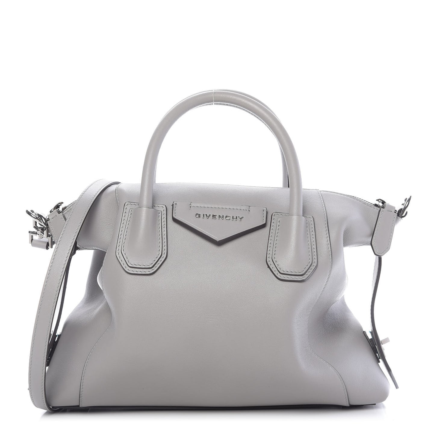 Soft Calfskin Small Antigona Pearl Grey