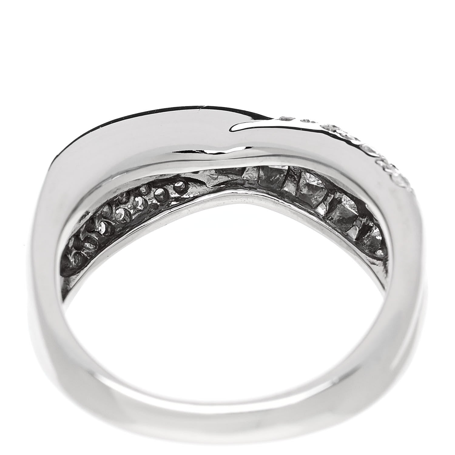 Parker & West by FASHIONPHILE Platinum Diamond 1.20ctw Crossover Band Ring  52 6 7 of 9