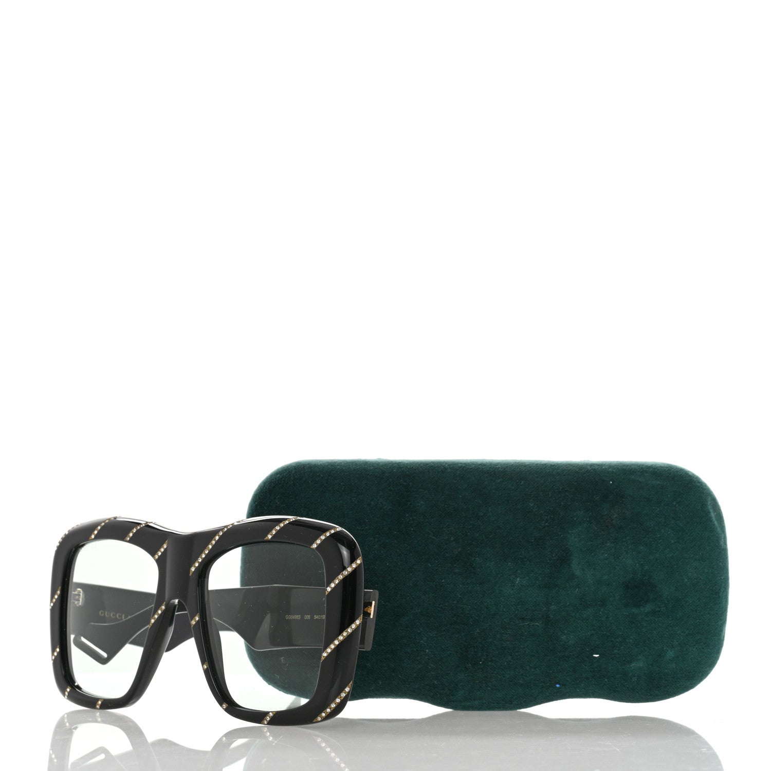 Gucci Acetate Crystal Striped Square Frame Sunglasses GG0498S Black 9 of 9