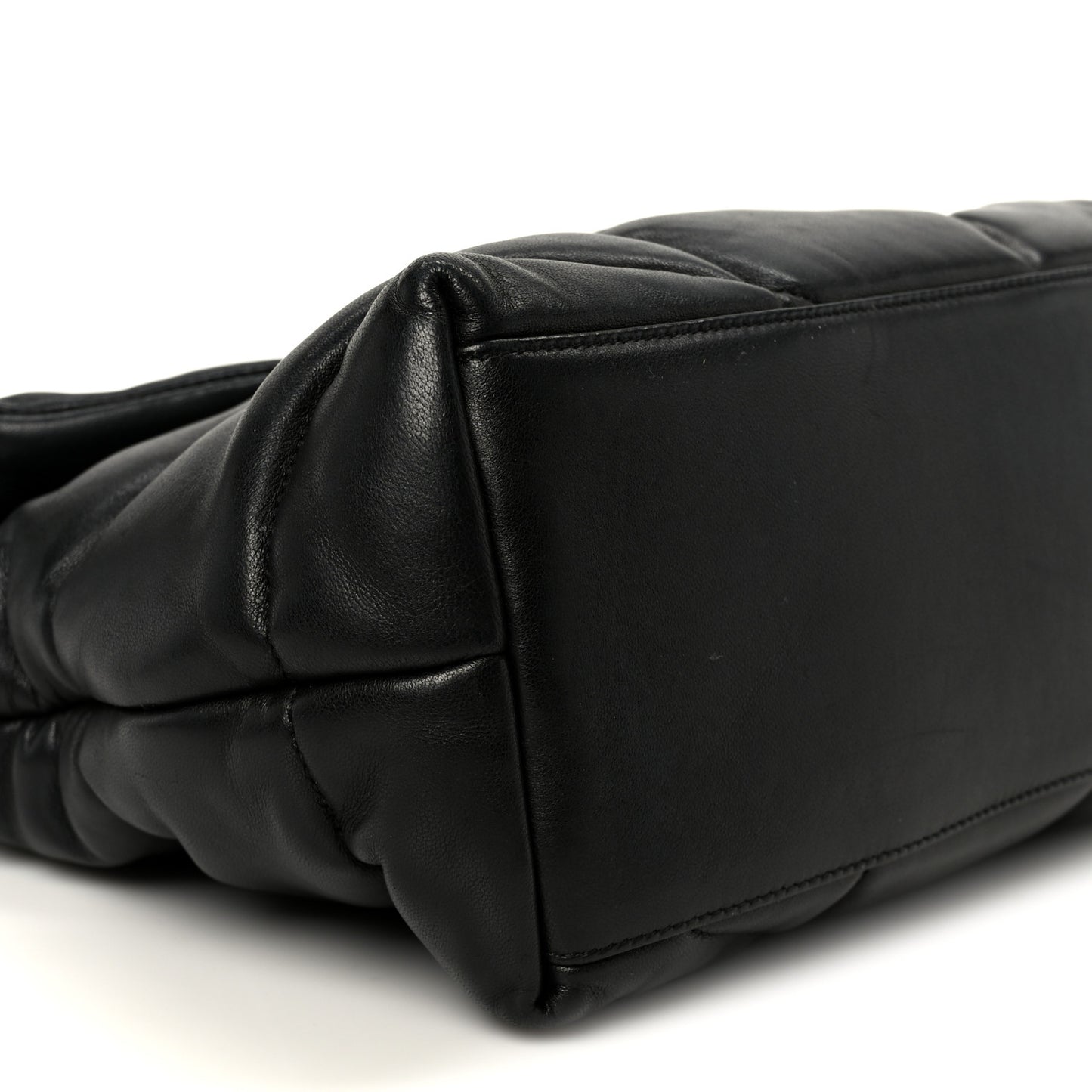 Lambskin Quilted Medium Loulou Puffer Monogram Chain Satchel Black