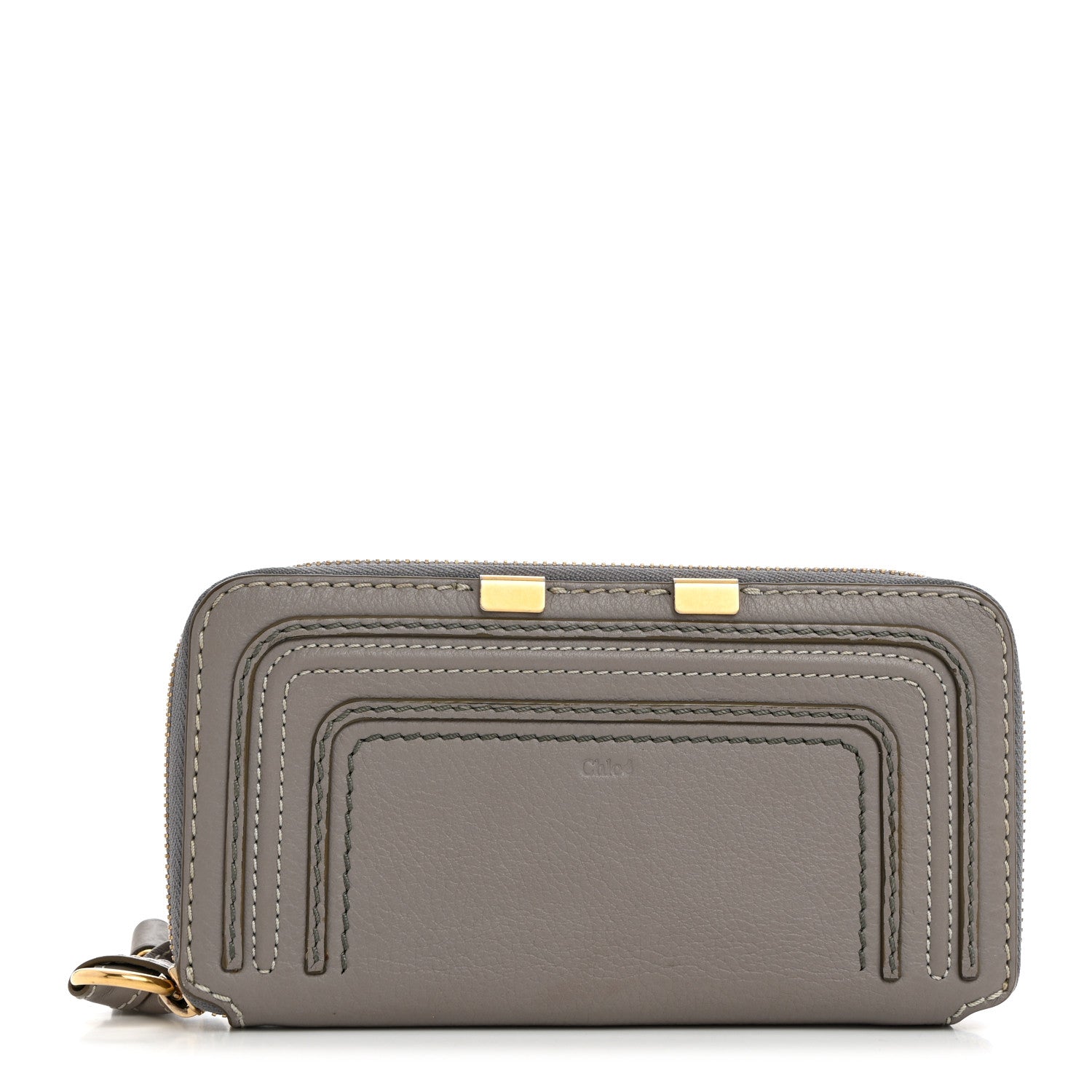 Chloe Calfskin Marcie Long Zip Around Wallet Cashmere Grey 1 of 9