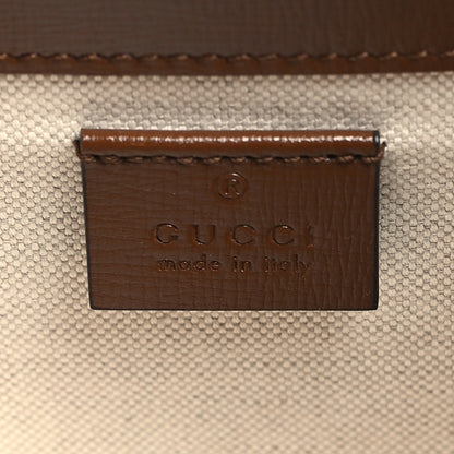 Gucci GG Supreme Monogram Azalea Calfskin Mini Horsebit 1955 Foldover Top Handle Bag Beige Ebony Brown Sugar 6 of 14