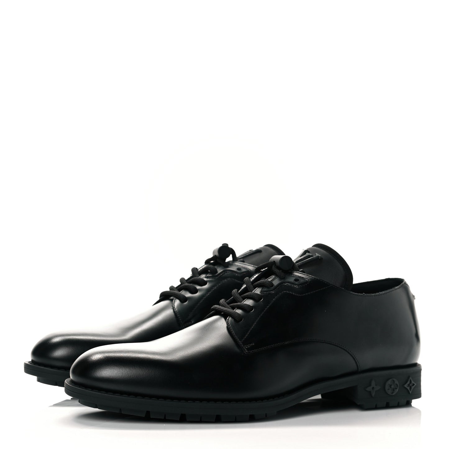 Calfskin Mens Derby LV Harness Shoes 7.5 Black
