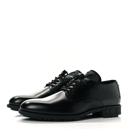 Louis Vuitton Calfskin Mens Derby LV Harness Shoes 7.5 Black 3 of 10