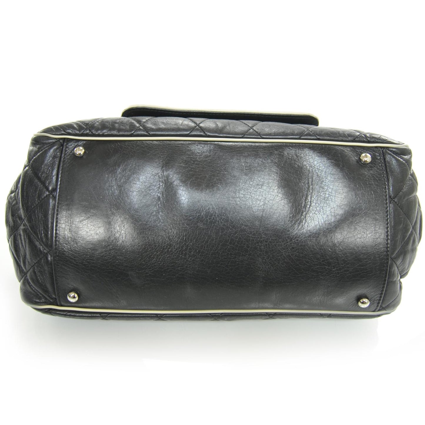 Lambskin Quilted East West Accordion Flap Black