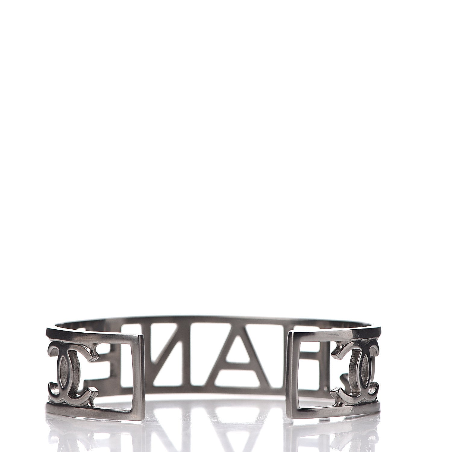 Chanel Metal Logo Cuff Silver 3 of 5