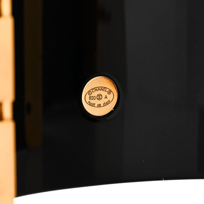 Chanel Resin CC Paris Button Cuff Bracelet Black Gold 4 of 5