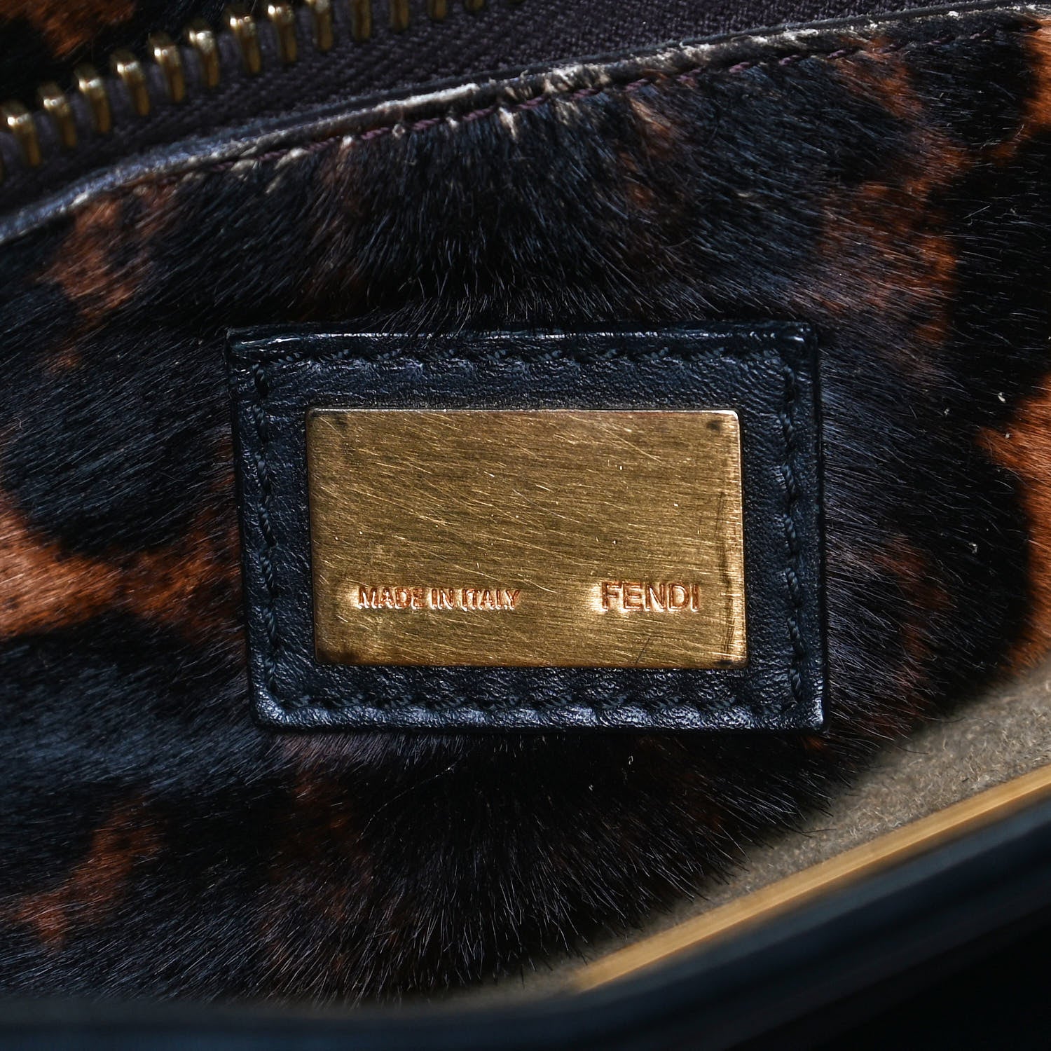 Fendi Calfskin Calf Hair Leopard Print Medium Peekaboo Iconic Satchel Black 6 of 13