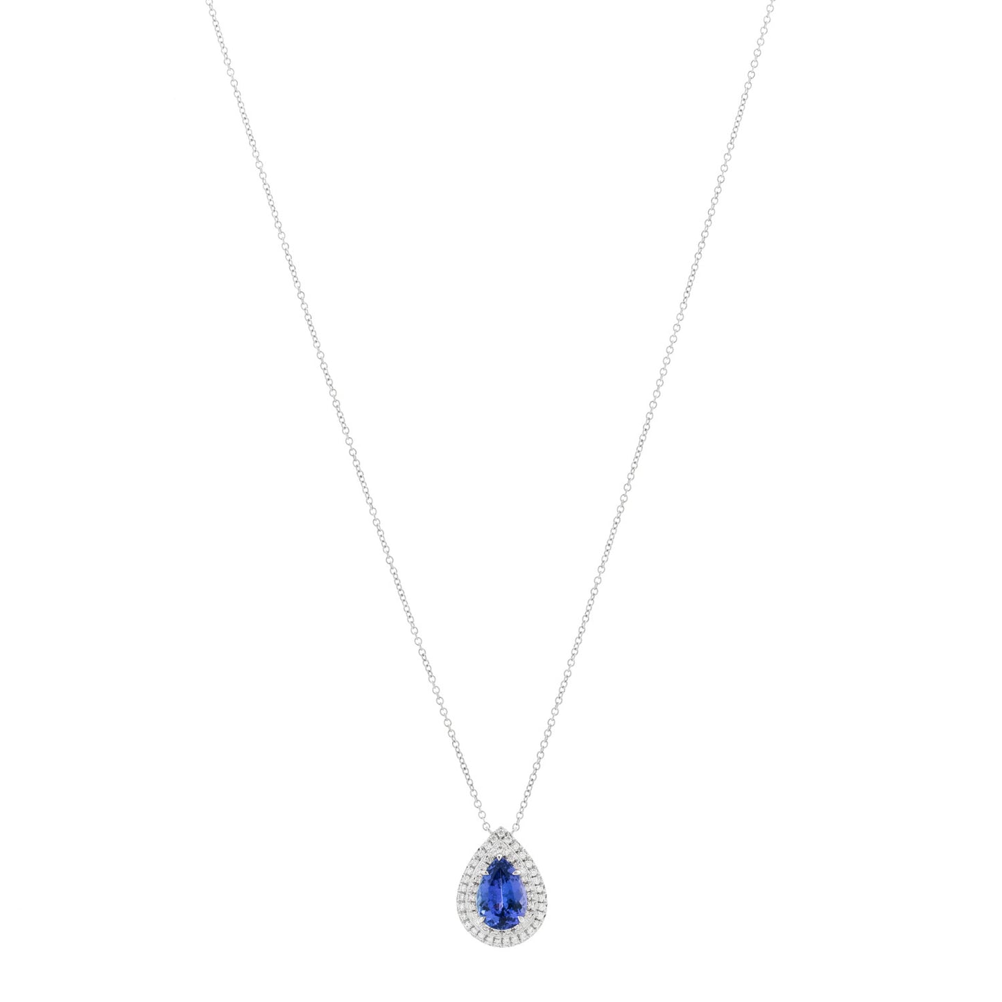 Platinum Diamond Tanzanite Pear Shaped Soleste Pendant Necklace