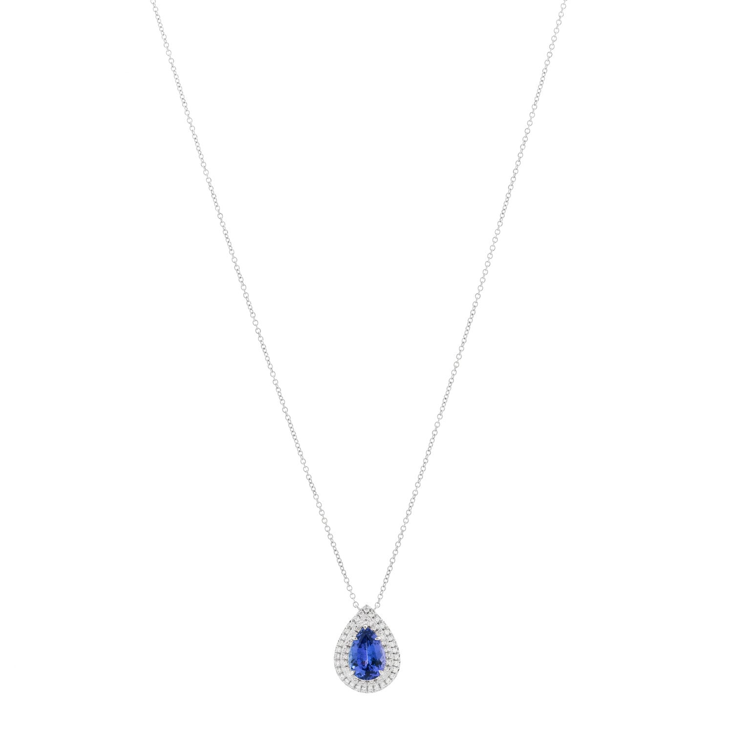 Tiffany Platinum Diamond Tanzanite Pear Shaped Soleste Pendant Necklace 1 of 3