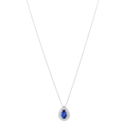 Tiffany Platinum Diamond Tanzanite Pear Shaped Soleste Pendant Necklace 1 of 3