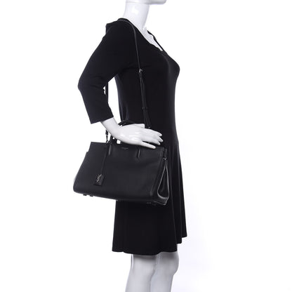 Saint Laurent Grained Calfskin Small Cabas Rive Gauche Black 2 of 11