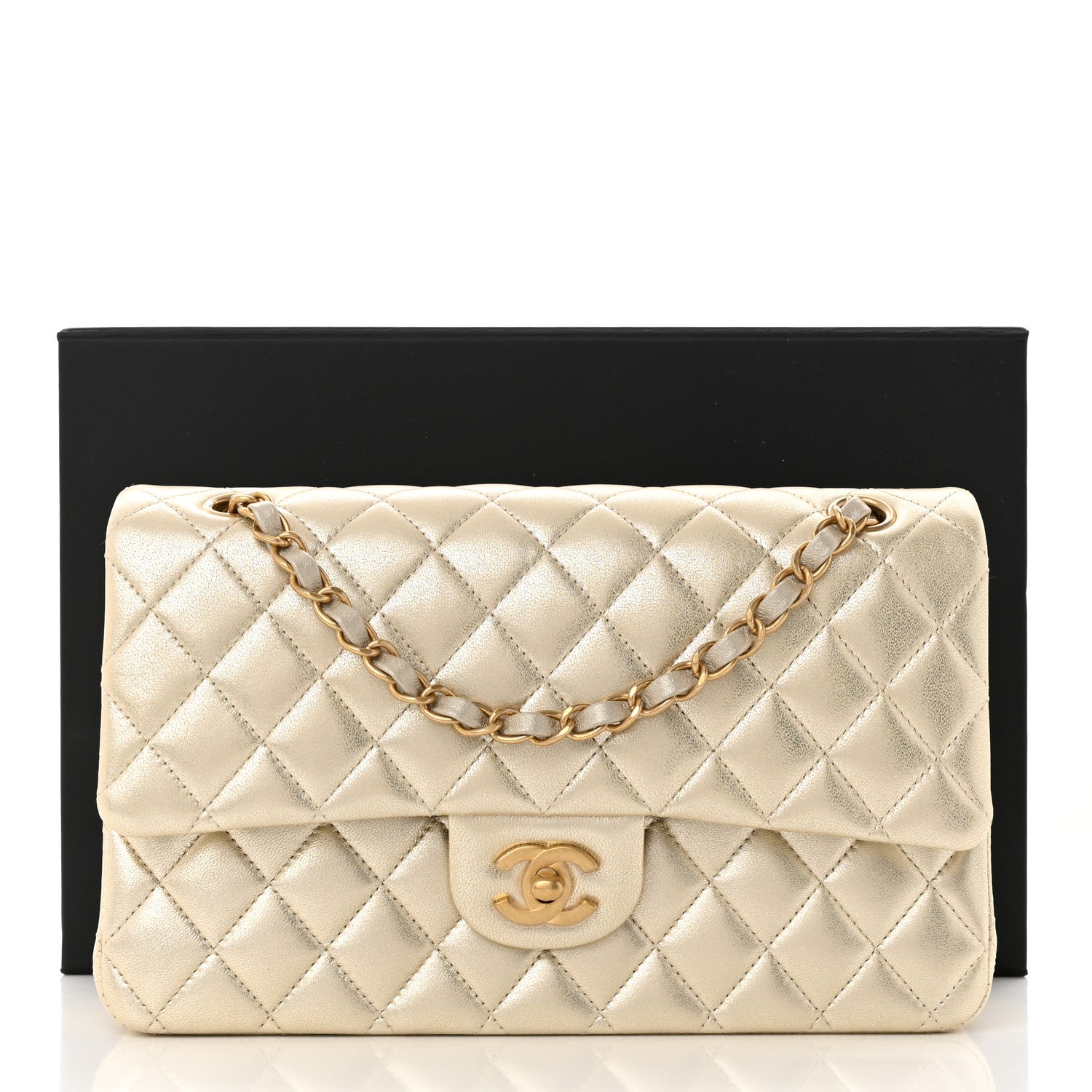 Chanel Metallic Lambskin Quilted Medium Double Flap Gold 11 of 11