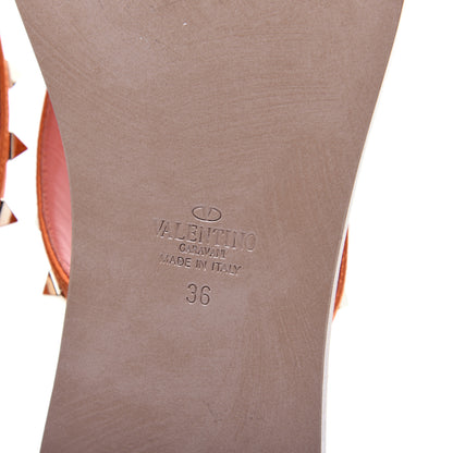 Valentino Garavani Satin Calfskin Rockstud Thong Sandals 36 Orange 10 of 11