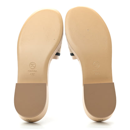 Chanel Lambskin Embroidered Logo Mule 42 Beige Black 5 of 7