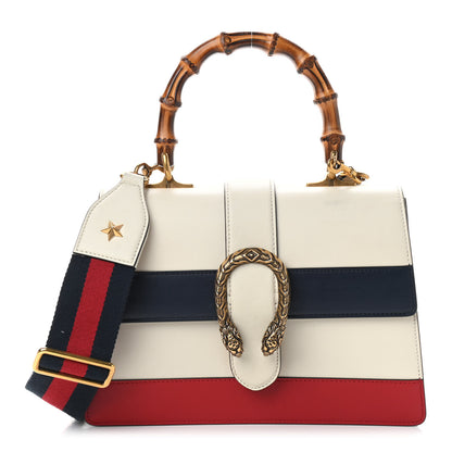 Gucci Calfskin Bamboo Web Medium Dionysus Top Handle Bag White Blue Hibiscus Red 1 of 11