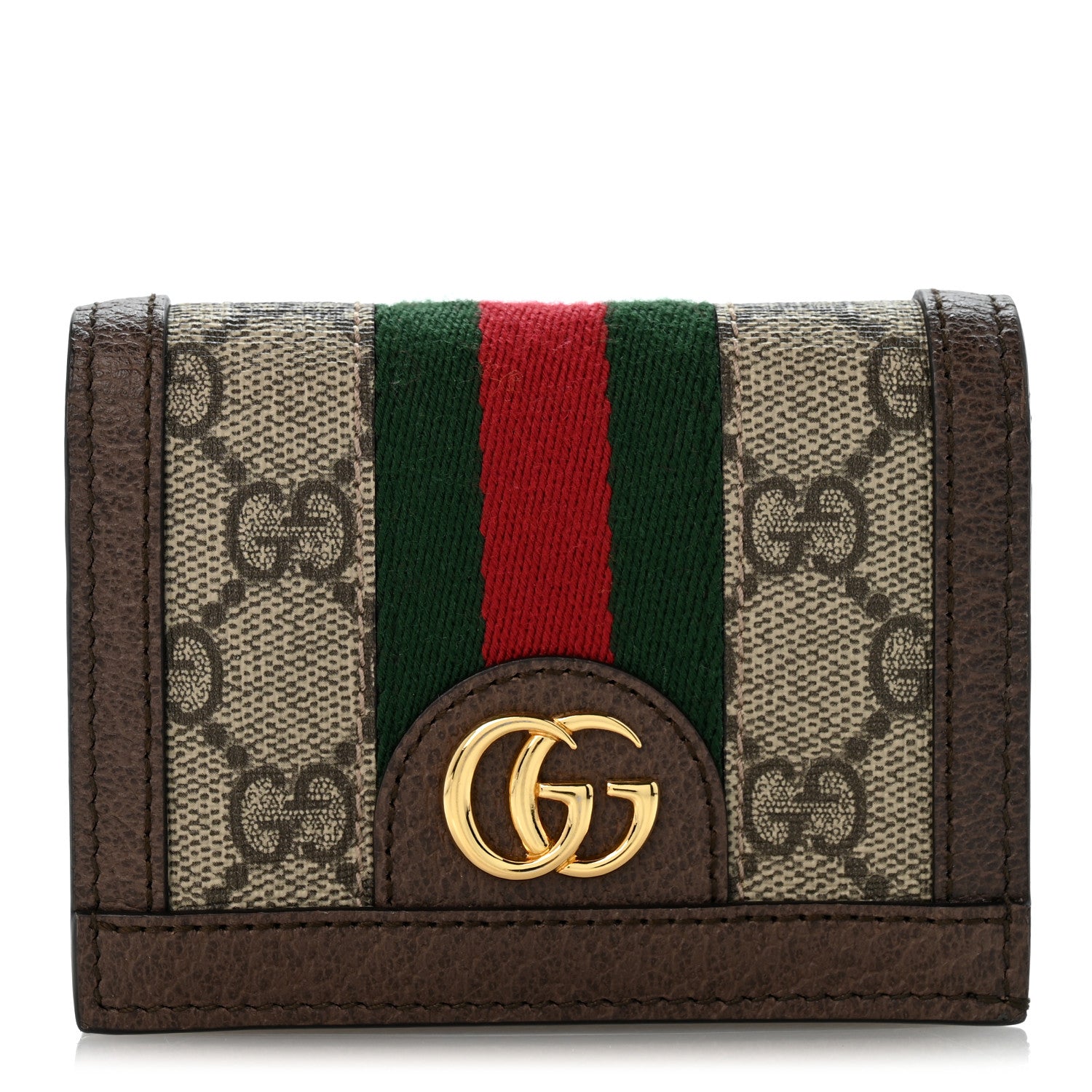 Gucci GG Supreme Monogram Web Ophidia Card Case Beige New Acero 1 of 9