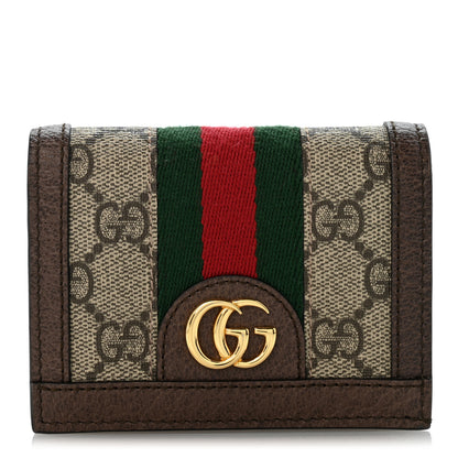 Gucci GG Supreme Monogram Web Ophidia Card Case Beige New Acero 1 of 9