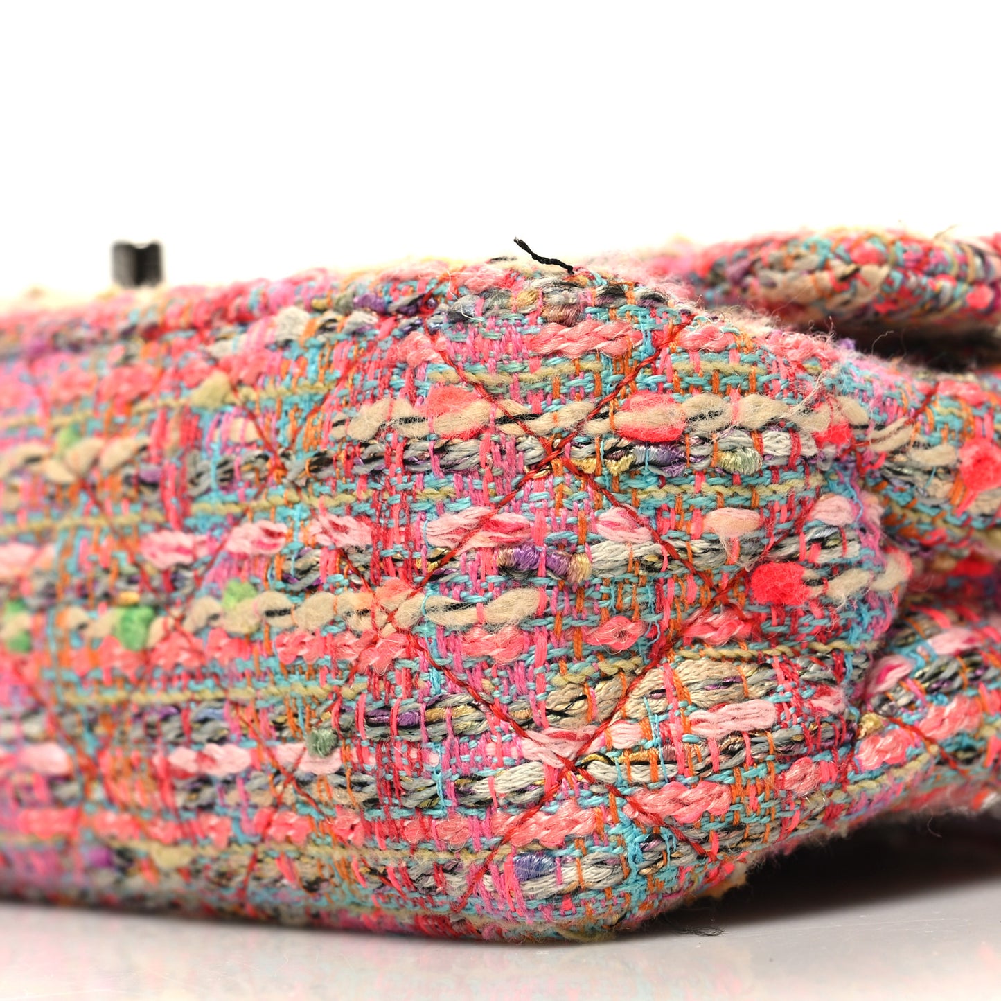 Tweed Quilted Medium Double Flap Pink