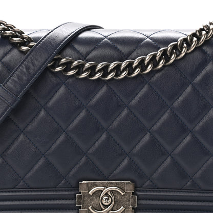 Chanel Calfskin Quilted New Medium Boy Flap Navy 8 of 10