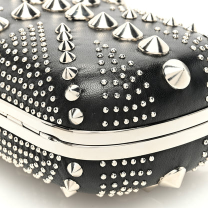 Alexander McQueen Calfskin Studded Britannia Skull Box Clutch Black 9 of 10