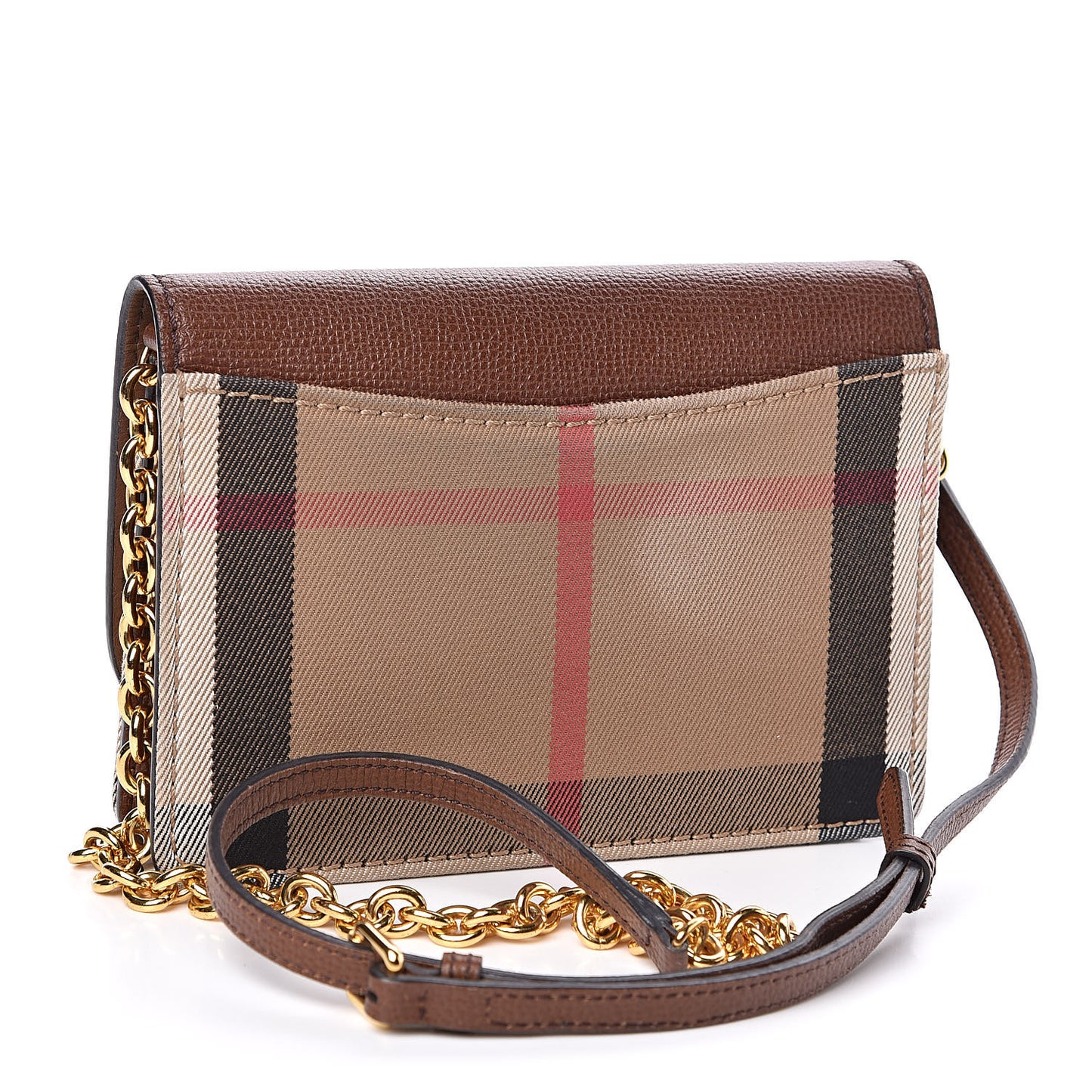 Derby Calfskin House Check Wallet On Chain Brown