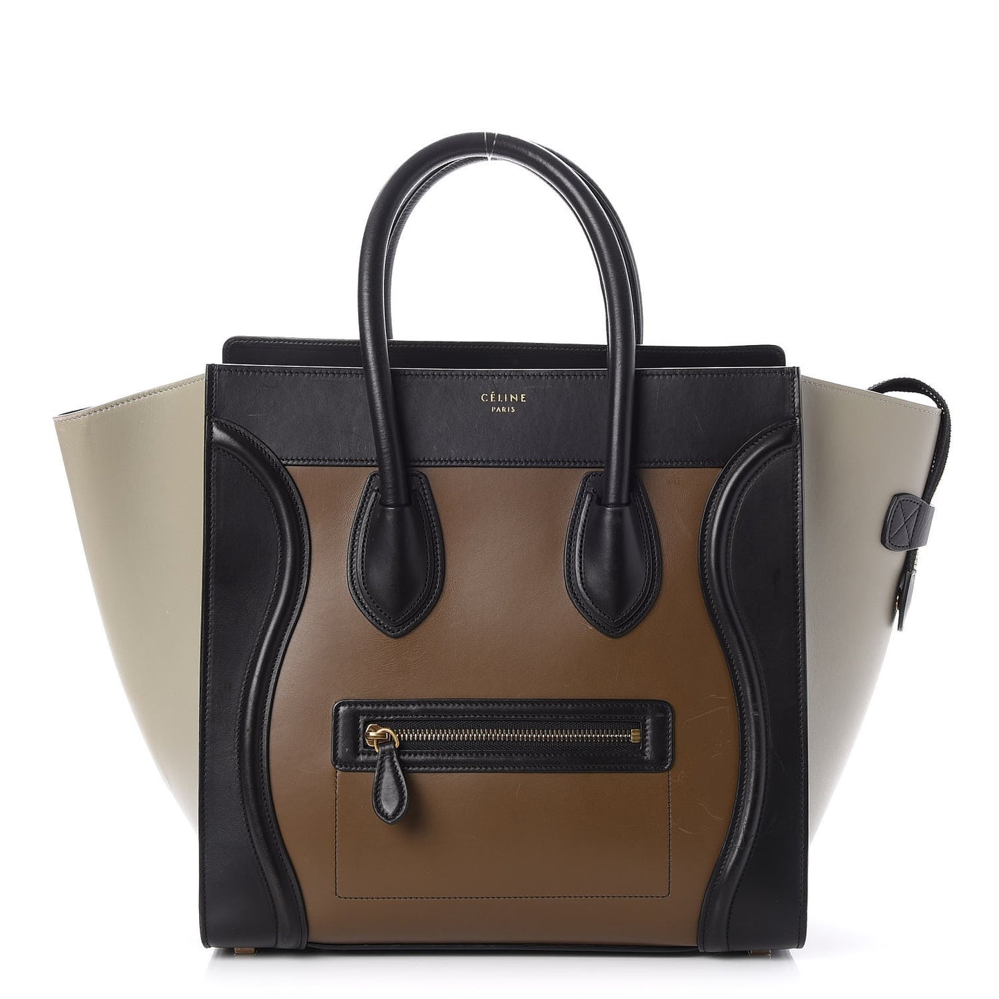 Satin Calfskin Mini Tri-Color Luggage Beige